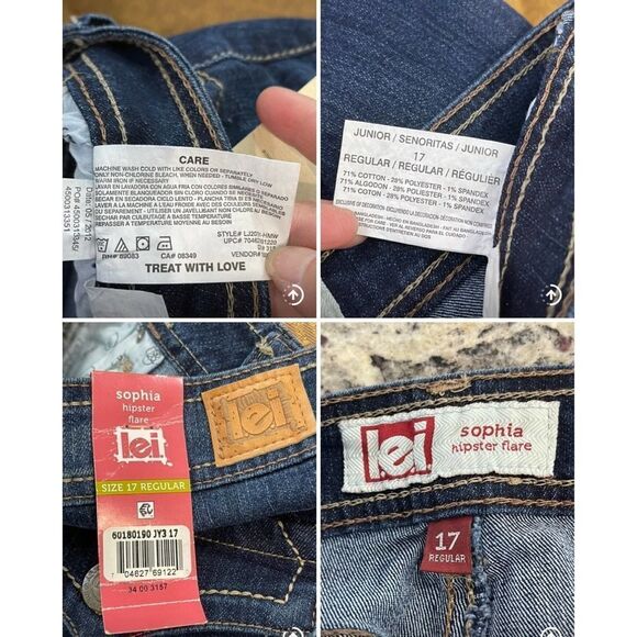 L.e.I Sophia hipster flare jeans womens jr 17R plus size dead stock Y2K 00’s nwt - Picture 10 of 12